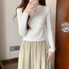 Right Shoulder Round Neck Long Sleeve T-shirt Autumn and Winter Solid Color Versatile Bottoming Layer