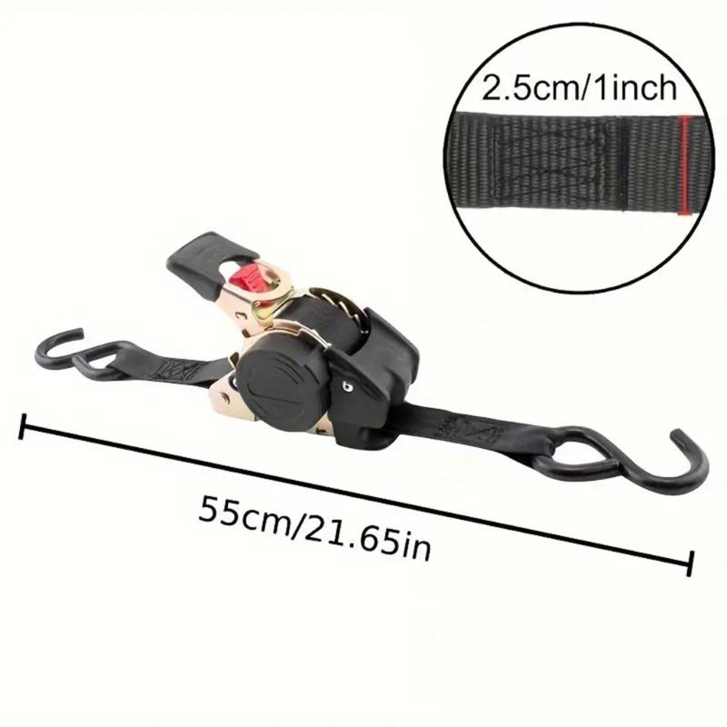 Automatic Ratchet Straps 2M Length 220lbs Load Bearing Capacity For Motorcycle Luggage Vehicle Cargo Secure Fastening