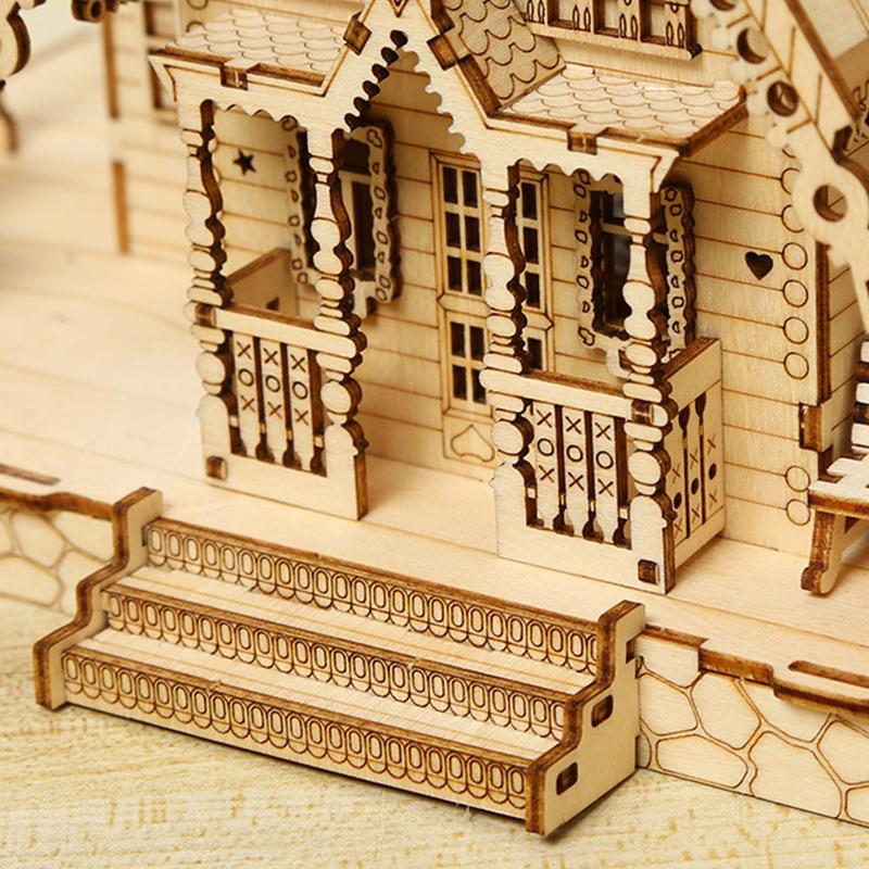 DIY Villa 3D Wooden Model Kit Light Castle Puzzles Assembly Toy Kid Adult Model Kits Christmas Decoration Children's Day Gift