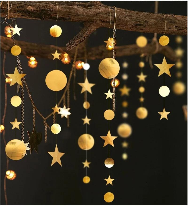 Pendant Ornaments Christmas Decorations for Home New Year 400cm Twinkle Star Snowflake Paper Garlands Christmas