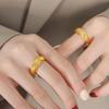 Gold Plated Geometric Striped Ring: Titanium Steel Jewelry for Women