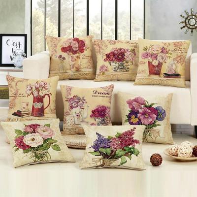 Elegant Nordic Flowers Cushion Cover Made of Cotton Linen for Home Decors