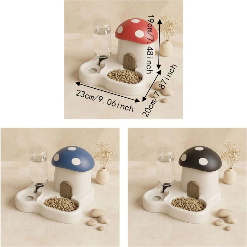 2 in 1 Mushroom Pet Automatic Feeder Large Capacity Gravity Refill Cat Water Dispenser Moisture-proof Dry Wet Separation