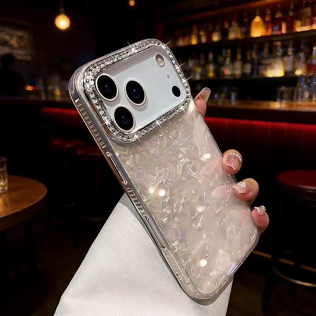 3D Rhinestone Heart Shell Case for iPhone 17 Pro Max/16/15/14/13
