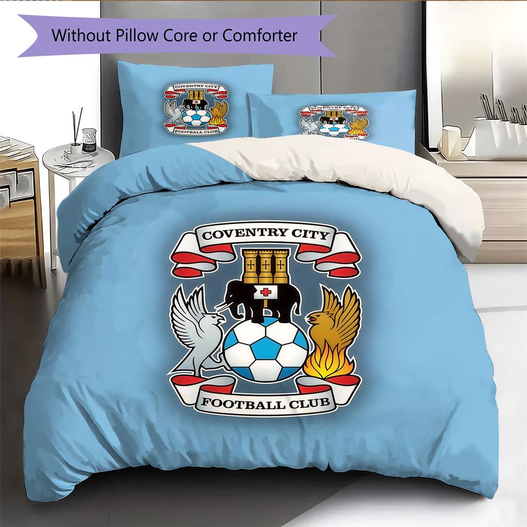 Coventry City Muster Bettwäsche Steppdecke Set Heimdekoration Geschenk (1 Bettbezug + 2 Kissenbezüge (ohne Füllung)).xwn