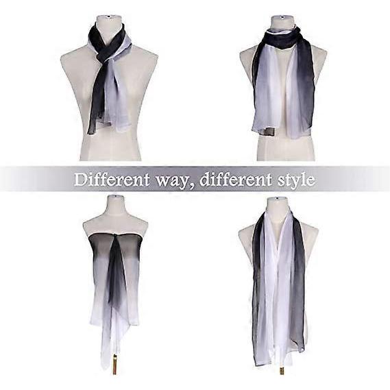 Dww Women's Soft Gradient Scarf 175 * 75cm - (Black) - Lightweight women's scarf, soft and light shawl, elegant fashion scarf, gift