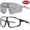 2pcs UV400 Protective Glasses for Cycling Outdoor Sports One-piece Sun Glasses Road Bike Climbing Eyewear Windproof
