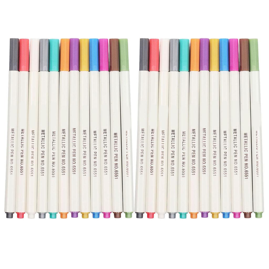 24Pcs Metallic Marker Pens 24 Colors for Photo Album Black Paper Card Making Rock Art Painting