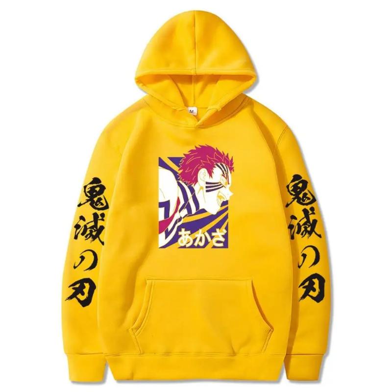 Cartoon Demon Slayer Hoodies Japanese Anime Kimetsu No Yaiba Harajuku Akaza Sweatshirts Unisex Casual Oversized Winter Hoodies