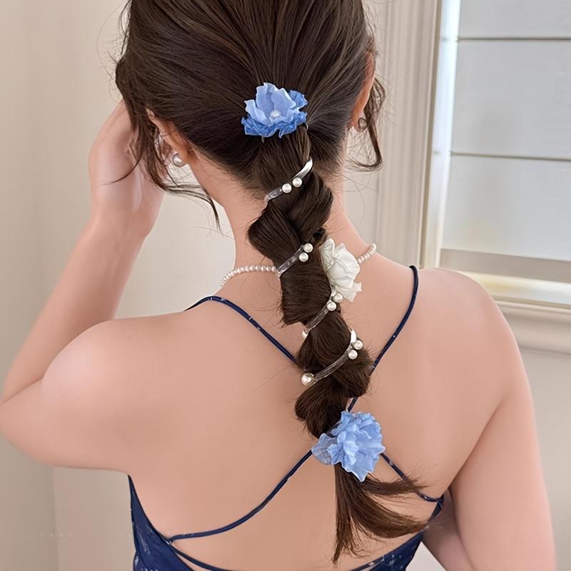 Gentle Atmosphere Flower Hair Clip, Tied Ponytail with Bubble Braid Hair Accessory, Sweet Braided Hair Accessory