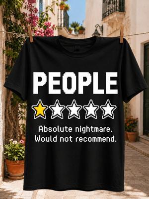 People One Star Review Absolute Nightmare Would Not Recomunisexd Pixel Art Rating Humorous Introvert  Unisex All Tshirt
