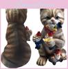 Nordic Colored Resin Garden Statue Of Cat Eating Dwarf Weather Resistant
