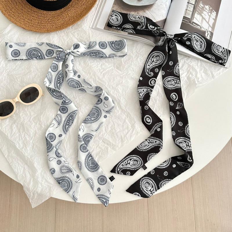 Silk scarf strip new fashion cashew flower series imitation silk scarf headscarf headband neck protection scarf decorative belt