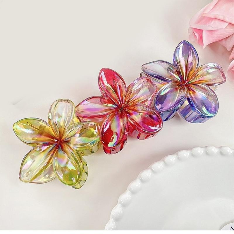 Pince à Cheveux Pince Crabe Thème Princesse Pince Crabe à Cheveux Jolie Frangipanier Attache Cheveux Barrettes Épingle à Cheveux Maintien Fort pour Filles