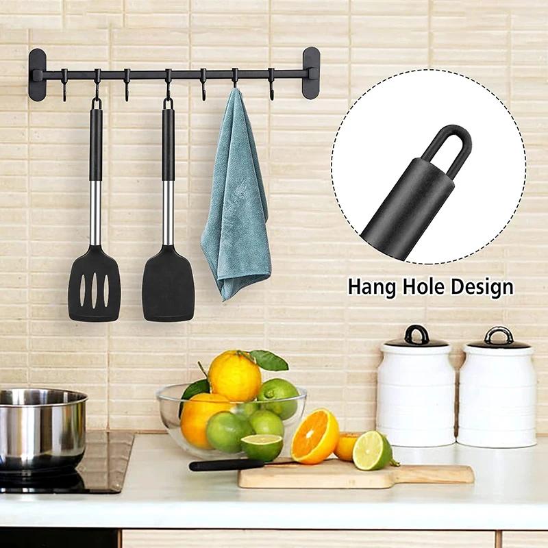 Food Grade Silicone Spatula Heat Resistant Non-Stick Anti-Scratch Kitchen Cooking Utensil for Frying Fish Eggs Multi-Purpose