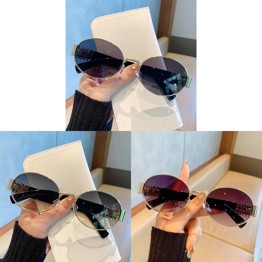 Vintage Metal Oval Sunglasses With Uv400 Protection For Fashionable Men And Women