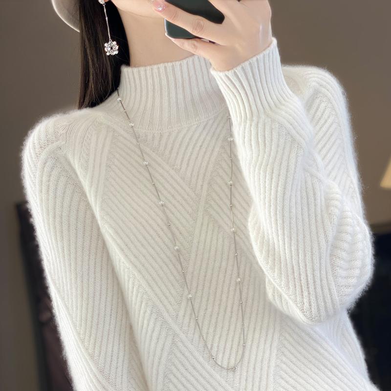 Women's Cashmere Sweater Qinghe Cashmere 30% Cashmere 70% Wool Autumn and Winter Cashmere Pullover Soft and Warm