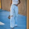 Nuovo stile da donna pantaloni in denim casual strappati di colore chiaro WISH