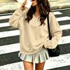Women's V-Neck Long Sleeve Sweatshirt Color Casual Pullover for Everyday Wear