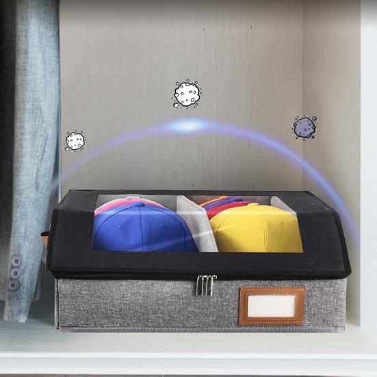 Hat Organizer with Clear Window Lid Flip Access Design Stackable Adjustable