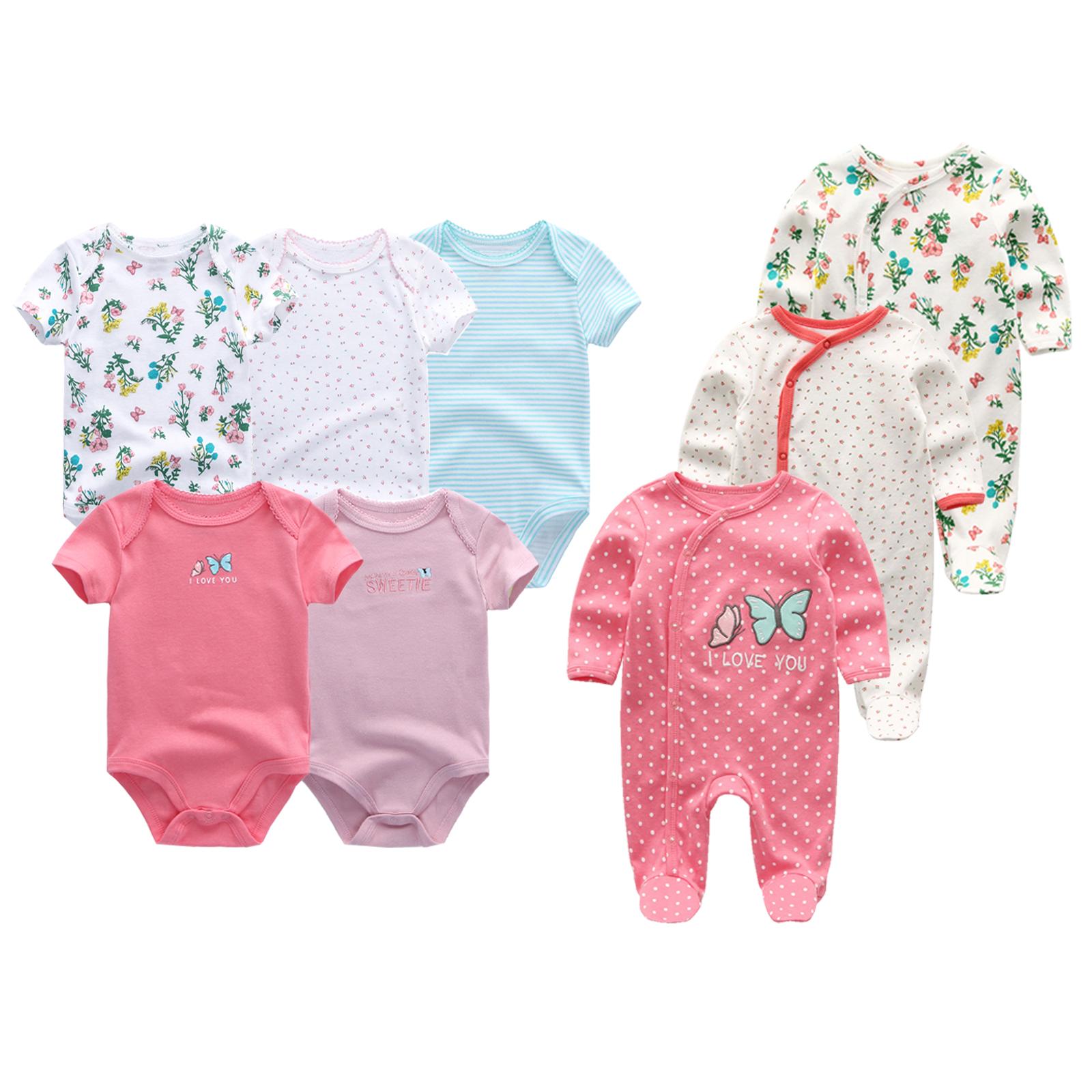 

Одежда для новорожденных с рисунком из мультфильмов, 5 шт., боди с коротким рукавом для малышей и 3 шт., детские комбинезоны, мягкая детская одежда 6-9Months