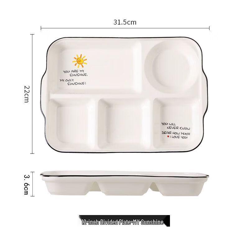 Jia Kang Ming Ceramic 4-Compartment Meal Plate