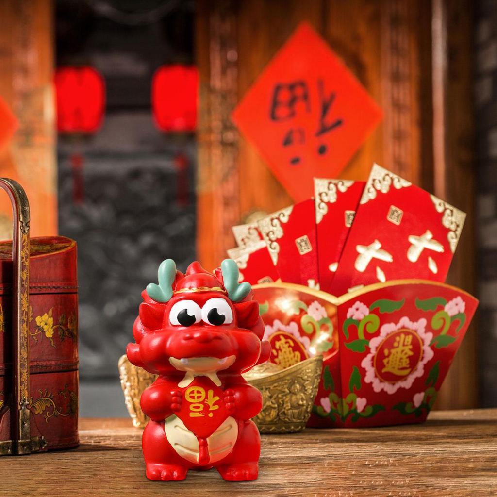 Chinese Year Decor Mini Dragon Statue Miniature Figurine Small Sculpture for Bedroom