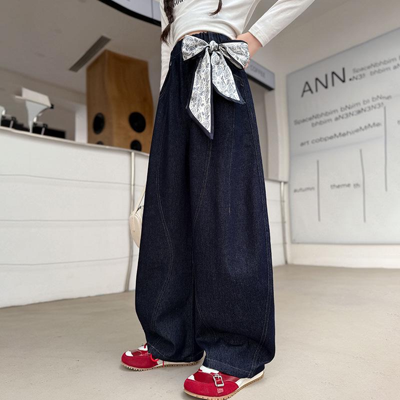 

Girls Wide-Leg Denim Jeans - New 2025 Spring/Autumn Fashion for Kids 150 cm