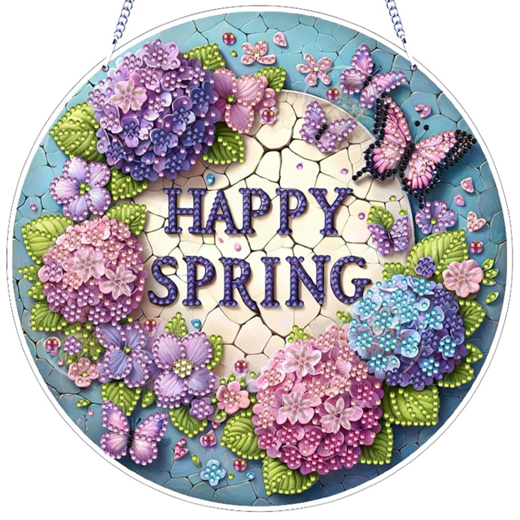 Flower 2D Flat DIY Hanging Gem Art Paintings Charm Acrylic Crystal Painting Crafts Kit for Adults Gift Home Wall Or Window Decor