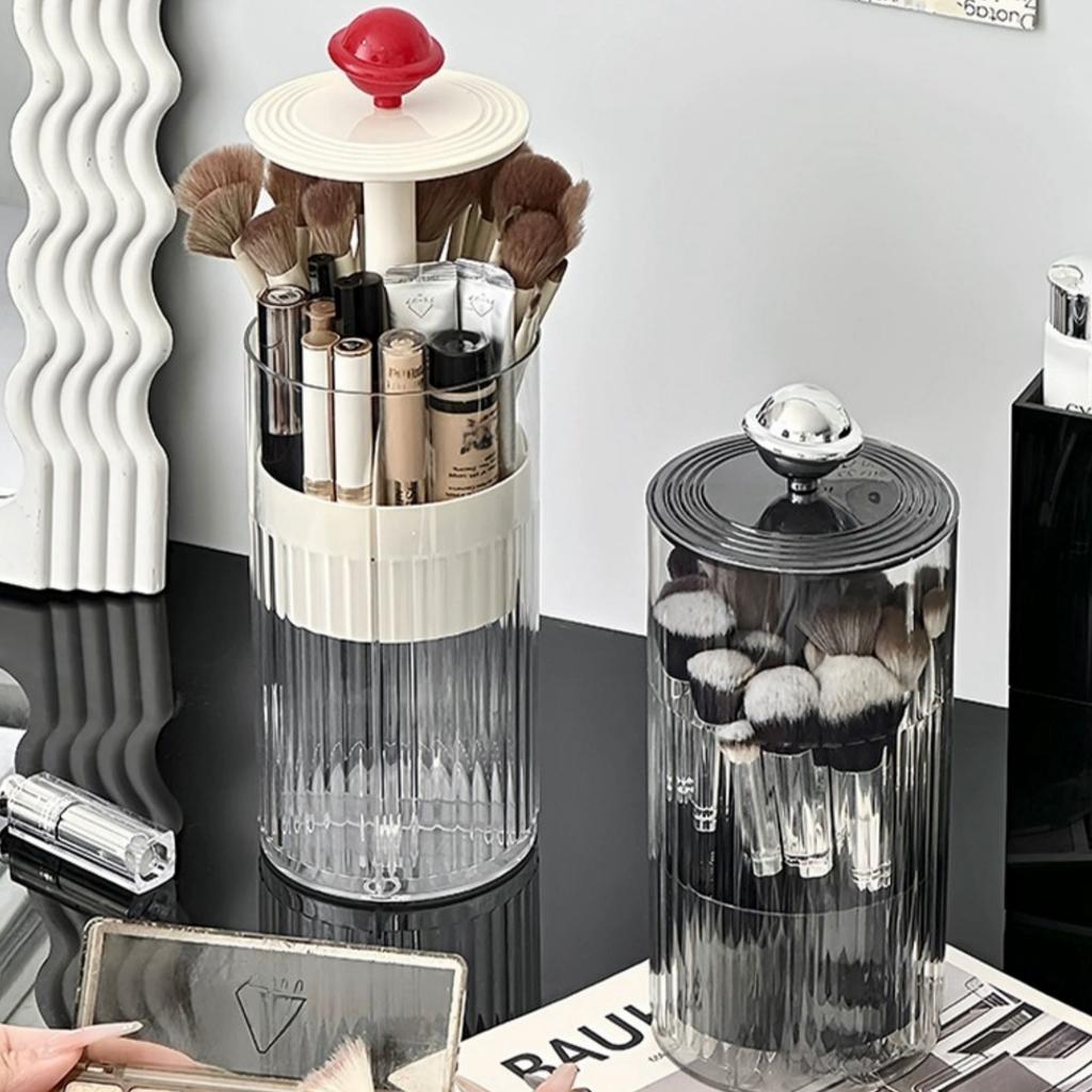 Automatic Lifting Makeup Brushes Holder Dustproof Makeup Brush Holder Desktop Makeup Tools Lipstick Eyebrow Pen Holder Container