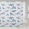 Lobster Shower Curtain Nautical Bathroom Shower Curtain Sets Retro Cartoon Ocean Stripes Marine Life Sea Wild Animals Fabric