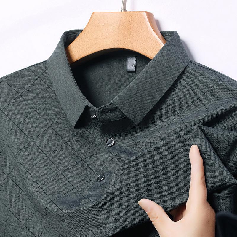 Short Sleeve Polo Shirt Men'S Ice Silk Business Lapel T-Shirt Breathable Bottom Shirt