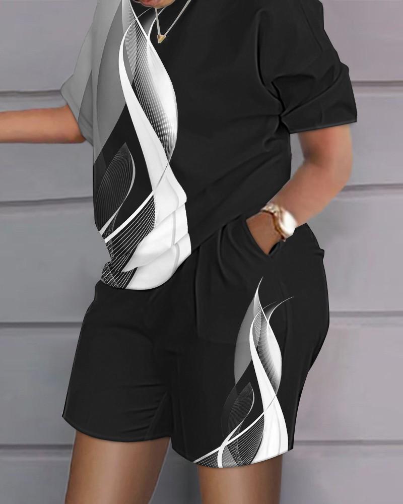 Neues Damen Hip-Hop Style Street Trend Übergröße Print Lässiges Mode Set