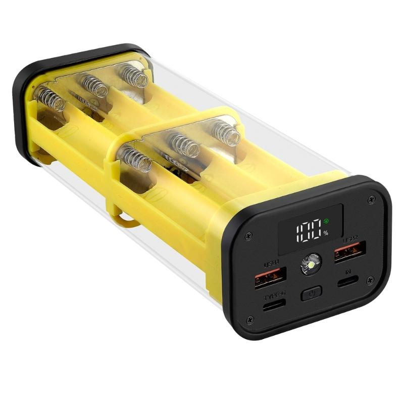Solderless Powerbanks Kit for 12x18650 Batteries Easy Assembly with Plastic Case and Safety Protections Mechanism