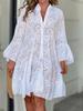 European and American new women's clothing spring and summer solid color V-neck loose hollow sexy shirt dress