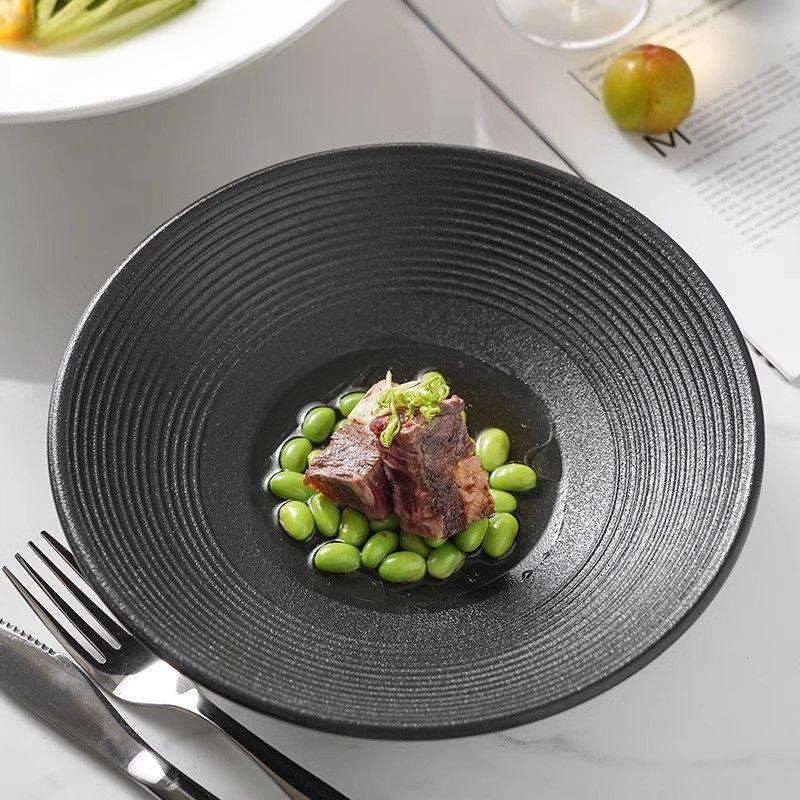 Japanese style bamboo hat noodle bowl salad household deep plate ceramic high-temperature underglaze color high-end tableware