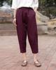 Women's Mid Rise Harem Pants Tapered Linen Pants Vintage Style Sand Wash Solid Color Summer Casual Cropped Trousers