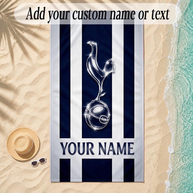 Beach TowelTottenham Hotspur FC Custom Name Text Personalized Soft Towel for Beach Pool Indoor Home Decor Gift