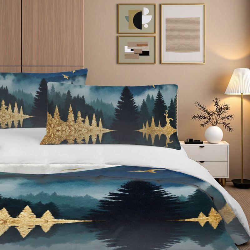 3-Piece Bedding Pillowcase Quilt Cover Set Landscape And Lake Pattern 2D Digital Printing Suitable For Bedroom Dormitory Decor