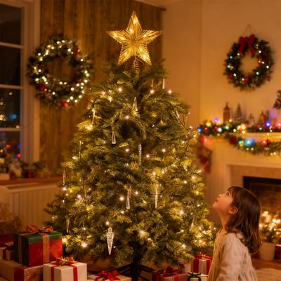 Christmas Tree Topper Star Warm White Holiday Light LED Lighted Star Topper Easy Installation Xmas Decoration for Indoor Trees