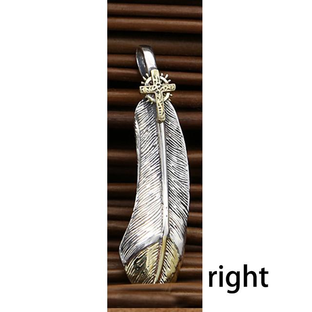 

Ювелирные изделия из стерлингового серебра S925 в стиле ретро, ​​тайское серебро, ручная работа, перо, летящий орел, простой кулон для мужчин и женщин