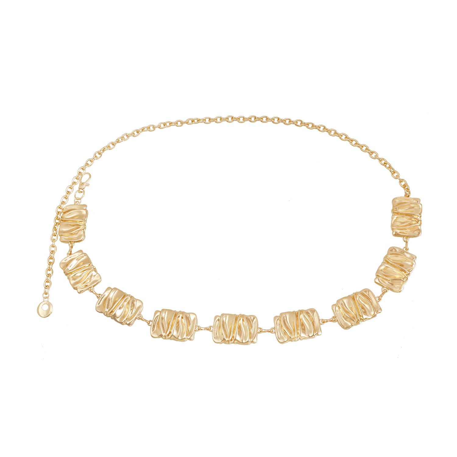 

Metal Irregular Geometric Folds Waist Chain Premium Suit Waist Thin Chain Waist Belt золотой