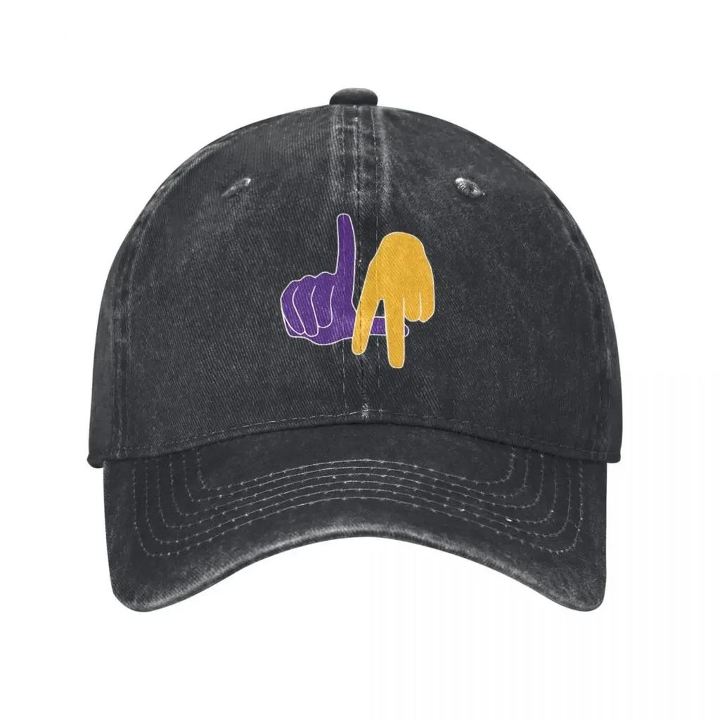 LA Lakers Hand Sign Men Women Baseball Cap Distressed Denim Hats Cap Casual Outdoor Summer Sun Cap
