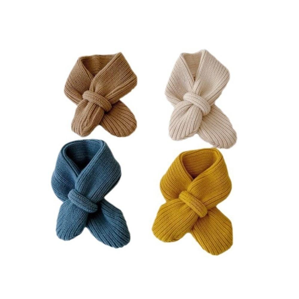 New Windproof Neck Warmer Coldproof Solid Color Knitted Scarf Warm Knitted Scarves Bib Gift