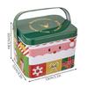 2pcs Decorative Christmas Candy Boxes Handheld Candies Organizers Portable Sweets Tins with Handle for Family Gathering