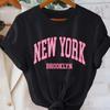 Fashion T-shirt New York Brooklyn Lettering Print Short Sleeve T Shirt Clothing Top Tee Summer Ladies Girls Shirt