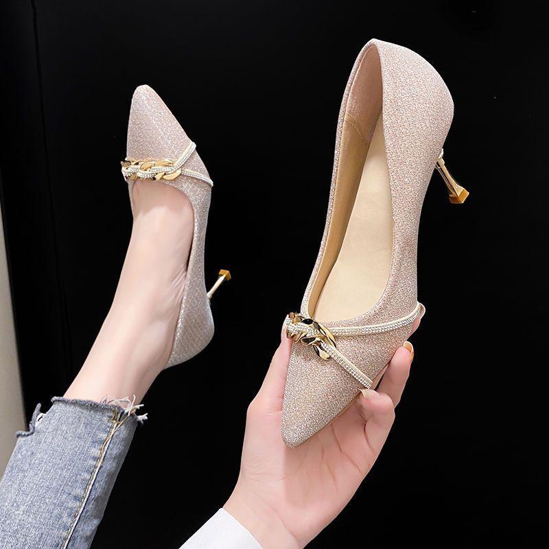 French Elegant Xiaoxiangfeng High Heels Versatile Stiletto Design Sense Niche Fashion Single Shoes New In Spring and Autumn 2024