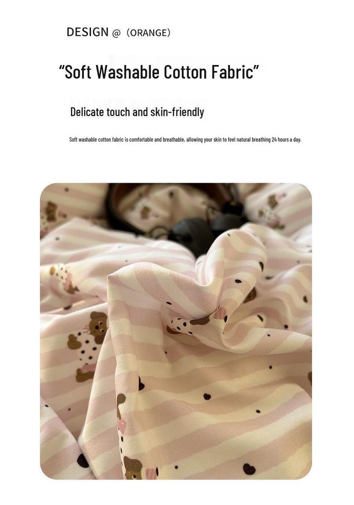 New Fresh Style Cotton Cartoon Duvet Cover Set for Mother and Baby - Includes 4-Piece and 3-Piece Sets with Fitted Sheet