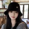 Lamb wool bucket hat autumn and winter new big head plush face bucket hat versatile thermal basin hat
