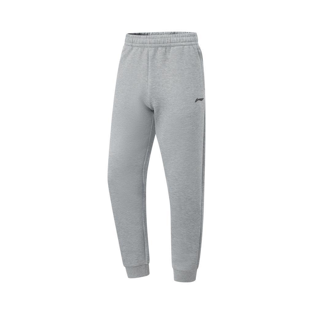 Li-Ning Comfortable Casual Simple Tapered Mid-Waist Knitted Sports Pants Men Bottoms Gray AKLU553-4